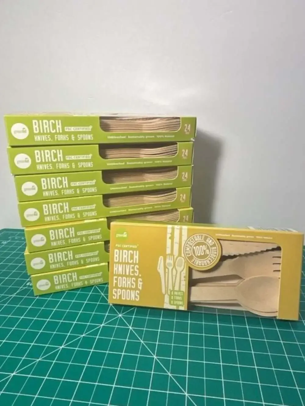 Greenlid FSC Certified Birch 24 Count  Wooden Cutlery Set Lot of 7